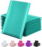 Bubble Mailers 100 Pack, Metallic Foil Bubble Mailer Waterproof Self Seal Shipping Gold Silver Black or Pink, Padded Envelopes for Mailing Packaging (Teal, 140x175mm)