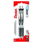 Pentel EnerGel Retractable Liquid Gel Rollerball Pen, Everyday Writing, Office Supplies, School Supplies, 0.7mm Medium Point, Black Ink, BL77BP2-A, 2 Pack