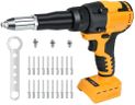 Cordless Rivet Gun for Dewalt 20V Battery ,1/8'', 5/32'', 3/16"Brushless Rivet Gun,20 Rivets and LED Light,3 Adapters Electric Automatic Rivet Nut Guns for Metal, Plastic, Leather(No Battery)