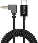 Cubilux Coiled Short USB C to 3.5mm Male Audio Cable Compatible with iPhone 15, Samsung S24/S23/S22/S21/S20 Note 20/10, Pixel 8/7/6 Pro, Right Angle Type C Aux Cord for Car Radio, Speaker, 1 FT