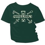 Glow in Dark Minecraft Tshirt for Boys Half Sleeve (7-8 Years, Dark Green)