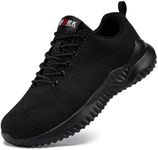 DYKHMILY Mens Steel Shoes Punch Proof Lightweight Safety Shoe Work Comfortable Breathable Sneakers Slip Resistant Cushioning (11, Basic Black/289)