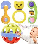 Zest 4 Toyz Rattle Set for Babies 0-6 Months New Born Rattle Teether and Ball Toys for Baby Toys Early Development Toys for Kids Return Gifts for Kids - Pack of 4