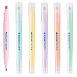 Ayat Penny Wise® | Quirky Pastel Double Tip Highlighters | Set Of 6 Double Sided Pens | Chisel Tip Fine Grip Marker.