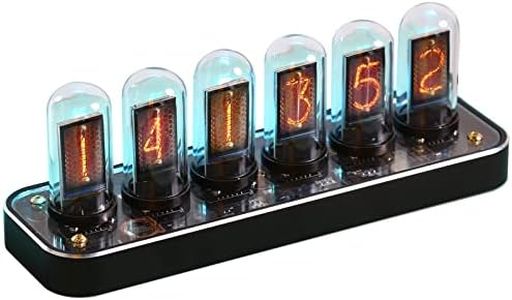 TPHRAVAL Nixie clock, imitation glow tube IPS aluminum alloy base, support uploading custom pictures, 12/24 hours switch, 40 kinds of clock style, gesture control, creative desktop decoration Black