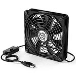 ELUTENG 120mm USB PC Fan 5V with L/M/H 3 Adjustable Speed Portable USB Computer Fan Electronic Cooling Fan 1500 RPM with Metal Grill for Laptop/TV Box/AV Cabinet/PS4/Router