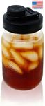 Brewing America Glass Mason Jar Pitcher with Lid - Ball Jar, 1 Quart (32 oz) with Black Wide Mouth Pour Spout for Drinking, Smoothie Cup Tumbler, Made in USA, 1-Pack