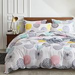 Uozzi Bedding Bed in a Bag 7 Pieces Queen Size - Colorful Dots Style - Soft Microfiber, Reversible Bed Comforter Set (1 Comforter, 2 Pillow Shams, 1 Flat Sheet, 1 Fitted Sheet, 2 Pillowcases)