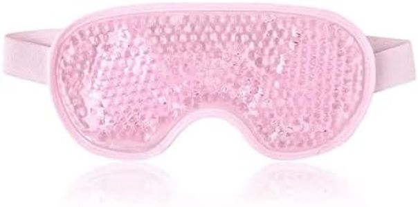 Hot Cold Face Eye Mask for Hot or Cold Therapy, Microwave Travel Sleep Eye Mask with Gel Beads, Cute Soft Ice Compress Eye Pad with Straps for Soothing Puffy Eyes, Swollen Eyes, Dark Circles, Stress (Gel Beads-Pink)