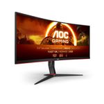 AOC Gaming CU34G2XPD - 34 inch WQHD curved monitor, 180 Hz, 1ms, FreeSync Premium (3440x1440, HDMI, DisplayPort, USB Hub) black/red