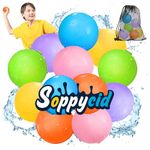 SOPPYCID 12PCS Reusable Water Balloons - Quick Fill Water Balls Toys For Toddler Age 4-8 - Refillable Magnetic Self-Sealing Water Splash Bomb For Summer Party Pool Outdoor Beach Toys for kids Age 8-12