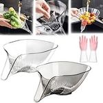 Multi-Functional Drain Basket, Drainage Basket Funnel, Multifunctional Fruit Vegetables Plastic Draining Bowl Fruit Vegetables Draining Bowl for Washing Vegetable Fruit Salad (2MIX)