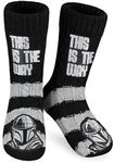 Disney The Mandalorian Fluffy Socks, Baby Yoda Mens Slipper Socks, Warm Knitted Socks, Black Grey, One Size