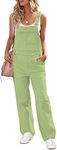 luvamia Womans Bib Overalls Jumpsuit Casual for Women Adjustable Denim Bib Overalls Women Loose Fit Sap Green Size X-Large (Size 16- Size 18)