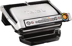 Tefal OptiGrill+ GC712D | intelligent contact grill | 6 grill programs | adapts temperature + grill cycle to the food to be grilled | non-stick coated plates, 30 cm x 20 cm, black/stainless steel