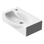 Durovin Bathrooms Compact Ceramic Sink - Wall Hung Mount - D Shape Cloakroom Hand Washing Basin - One Left Corner Tap Hole