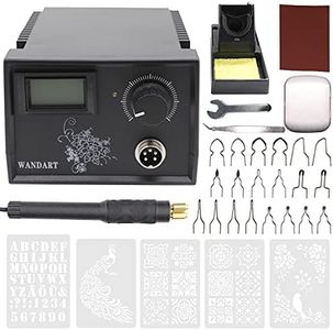 WANDART Professional Wood Burning Kit with One Pyrography Pen Single Wood Burner with 20 Wood Burning Tips with Case and 5PCS Stencils