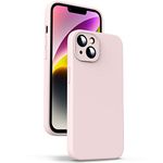 Supdeal Liquid Silicone Case for iPhone 14, [Camera Protection] [Anti Fingerprint] [Wireless Charging] 4 Layer Phone Case Protective Cover, Built-in Microfiber Case Cover, 6.1", Pink