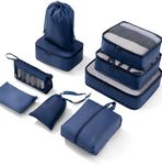 Meowoo Travel Packing Cubes,9 Pcs Travel Packing Organizers for Suitcase, Luggage Organizers Waterproof Multi-Functional Clothes Sorting Packages(Navy Blue)