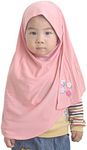 Modest Beauty One piece Baby Kids Muslim Islamic Scarf Hijab for Little Girls Ready to Wear, Orange Pink, Small