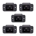 uxcell C20 Panel Mount Plug Adapter AC 250V 16A 3 Pins IEC Inlet Module Plug Power Connector Socket Staight Pack of 5