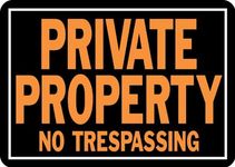 Hy-Ko Products 848 Private Property No Trespassing Aluminum Sign 9.25" x 14" Orange/Black, 1 Piece