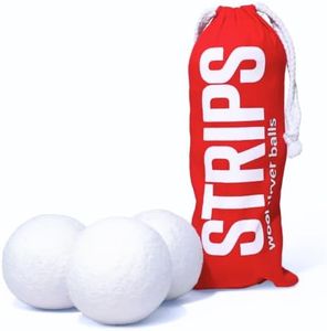 STRIPS Wool Dryer Balls – XL 3-Pack Premium Natural Fabric Softener – Reduces Clothing Wrinkles and Saves Drying Time, Reusable Wool Balls for Dryer – Eco-Friendly Alternative to Dryer Sheets