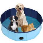 AMGSH Dog Whelping Box, Foldable Birthing Pool for Dogs, Whelping Pool for Puppies, Poartable Plastic Swimming Pool & Bath Tub for Dogs, Blue (Blue, 31.5” Dia. × 7.9” H (80cm × 20cm))