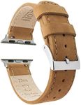 BARTON WATCH BANDS - Gingerbread Brown Leather & Stitching Top Grain Leather Watch Bands Compatible with Apple Watch Models - 1, 2, 3, 4, 5, 6, 7, 8, 9, 10, SE, Ultra & Ultra 2 - (42mm/44mm/45mm/49mm)