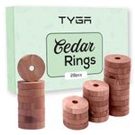 TYGA Cedar Wood Rings, 28 Pack, Moth Repellent for Wardrobes - Natural Oil, Sustainable - Anti Moth, Moth Repellent for Clothes with Sandpaper