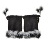 Womens Teens Winter Warm Rabbit Fur Hand Fingerless Gloves Mittens by ZLYC (Black)