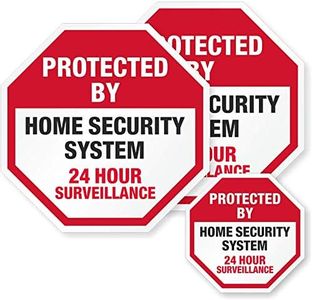 SmartSign Protected by - Home Security System, 24 Hour Surveillance Label Set | Two 4"x4" and One 2.75"x2.75" 3M Engineer Grade Reflective Labels, Made in USA