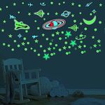 KOLOSSALZ own The Excellence Galaxy Glow in Dark Kids Ceiling Acrylic Reusable Self-Adhesive Sticker s || Kids B'Day Gifts || Pack of 152 Stars || Multi-Colored Earths