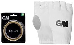 GM Fiber Bat Tape Cricket 25Mmx10M (Multicolour) & 1600453 Fingerless Cricket Inner Gloves Mens