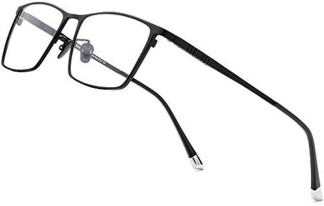 FONEX Titanium Glasses Frame for Men,Square Eyewear Full Optical Eyeglasses F85641, F85641 Black