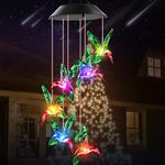 Birthday Gifts for Women, Gifts for Mum, Winzwon Solar Hummingbird Wind Chimes, Garden Gifts for Her, Grandma, Gifts for Mothers Day, Christmas, Easter Decoration Lights for Garden Yard Porch