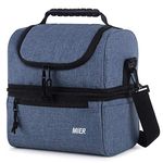 MIER Adult Lunch Box Insulated Lunch Bag Large Cooler Tote Bag for Men, Women, Double Deck Cooler (Bluesteel, Large)