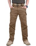 MAGCOMSEN Cargo Work Trousers Men Outdoor Multi Pockets Military Army Tactical Pants Secturity Airsoft Brown 32