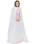 Women Winter Wedding Dress Cape Velvet Hooded Cloak Lined with Fur Trim (S, White)