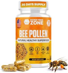 HONEYBEEZONE Bee pollen Supplement 100% Natural Raw Bee pollen in Veggie Caps Fermented Pollen Multivitamin, Probiotic Superfood, Vital Proteins, Amino Acids, Immune Support &Energy 60 Pollen Capsules