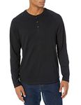 Amazon Essentials Men's Regular-Fit Long-Sleeve Henley Shirt, Black, Medium