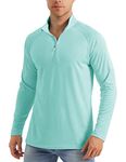 MAGCOMSEN Long Sleeve Shirts for Men with Designs Sun Protective Clothing for Men Outdoor Shirts Men Quick Dry Running Shirts for Men Light Blue