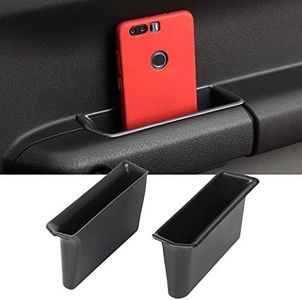 FSYHKJ 2-Pack Door Handle Storage Box for Suzuki Jimny JB64 JB74W 2019 2020 2021 2022 2023 2024 Accessories Armrest Phone Container Door Organizer Handle Pocket ABS Tray (Black, 2pcs)