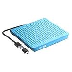 DANGZW External CD Drive USB 3.0, Slim External DVD Drive Recorder Burner Writer Player, ±RW ROM Optical Drive for Laptop, PC, iMac, Macbook Air/Pro, Linux, Mac OS, Windows 11/10/8/7/XP/Vista (Blue)