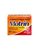 Motrin Ibuprofen, Extra Strength Tablets, Pain Reliever for Menstrual Pain, Back Pain, 300mg, 60 Tablets, orange