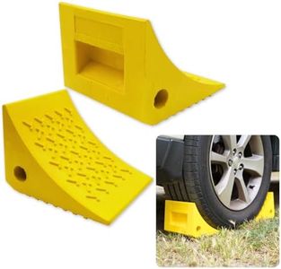 SECURITYMAN Heavy Duty Wheel Chocks (2 Pack) - Durable, Non-Slip, Solid Rubber Wheel Chocks for Boat Trailers, RV, Truck, Camper - Grip on All Surfaces - Trailer Wheel Chocks - Yellow