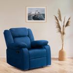 Wakefit Recliner Chair | 1 Year Warranty | Recliner Sofa, Recliner Sofa Set for Living Room, Recliner Sofa 1 Seater, Diwali Gifts, Recliners for Home Relax, Manual - Swayback (Velvet, Blue)