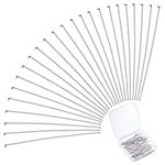 PH PandaHall 168pcs 50mm/2 Inch Jewellery Head Pins Stainless Steel Flat Head Wire Headpins for Jewellery Making