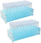 120Pcs Plastic Test Tubes with Lids and Rack, 16x100mm(10ml) Test Tubes with Cap and Holder Rack, Test Lab Tube for Scientific Experiments, Candy, Beads, Liquid Storage, Party Decor