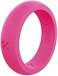 QALO Women's Rubber Silicone Ring, Classic Pick Axe Q2X Silicone Wedding Ring for Women, Breathable, Durable Engagement Silicone Band, 5.5mm Wide 2.5mm Thick, Pink, Size 4